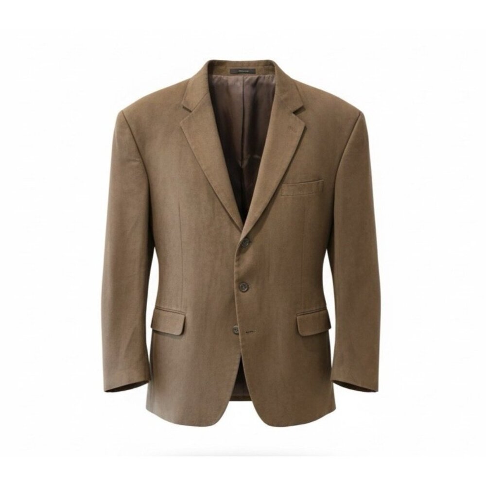 Chaps Ralph Lauren Brown Micro Suede 3 Button Sport Coat Jacket Mens Size 50R